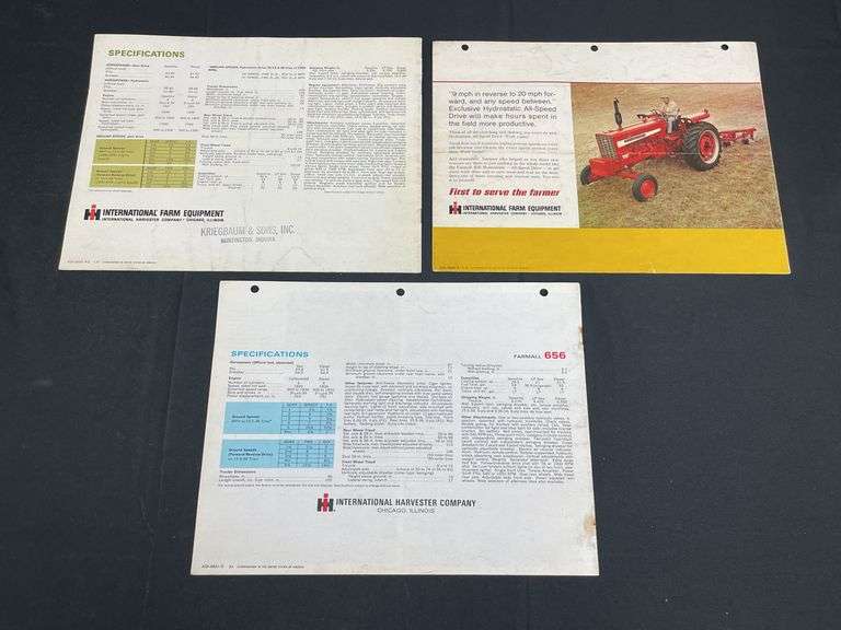 (3) IH 656 Sales Literature