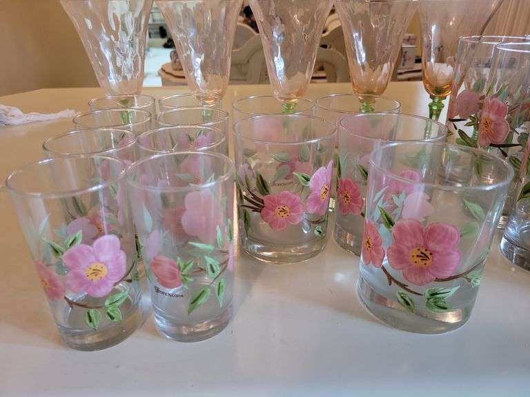 Flowered Glassware Lot