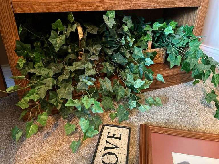 Normal Rockwell Framed Print and (2) Faux Ivy