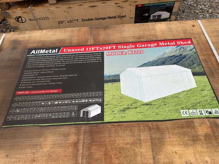 All Metal Unused 12 X 20FT Single Garage Metal Shed image