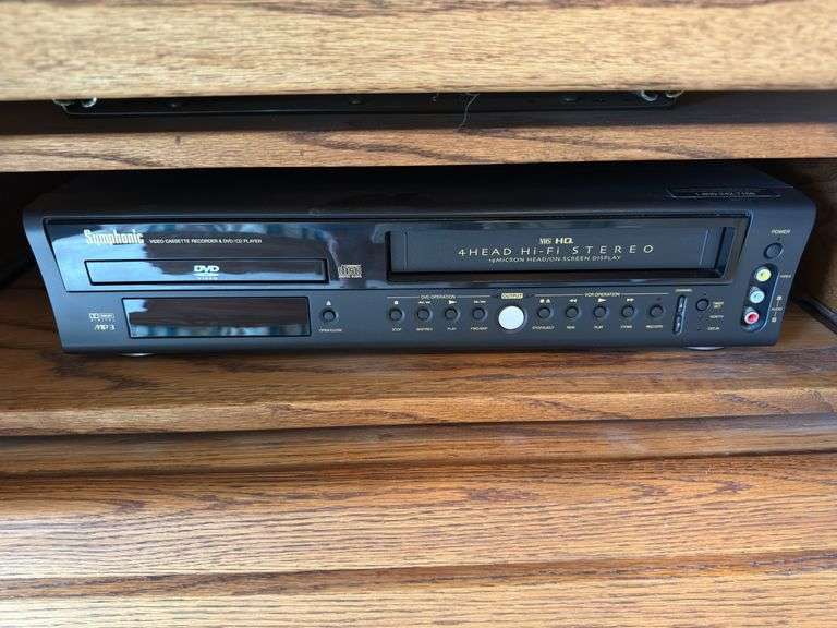 Wooden TV Cabinet with Samsung monitor and DVD/VCR player/Beta Max - 60” T x 36” W x 20” D
