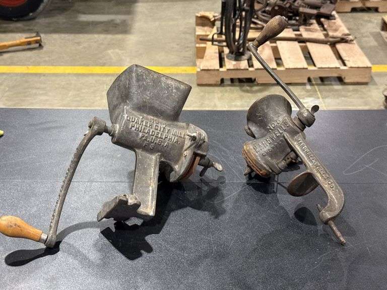 Two Antique Hand-Cranked Mills image