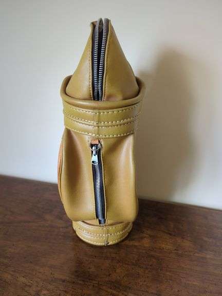 Leather Golf Bag Holds A Bottle of Wine or Liquor - 15" Tall