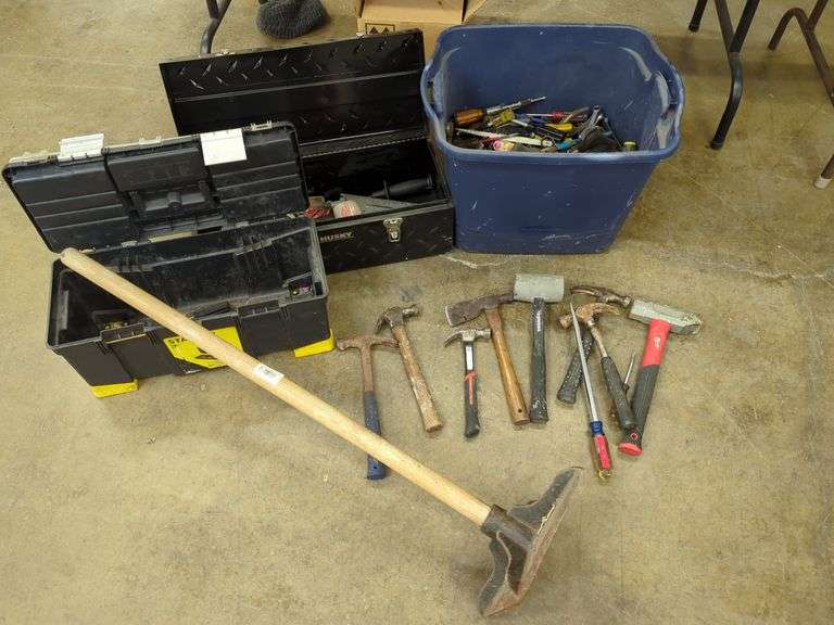 Husky Toolbox with Assorted Tools Lot image