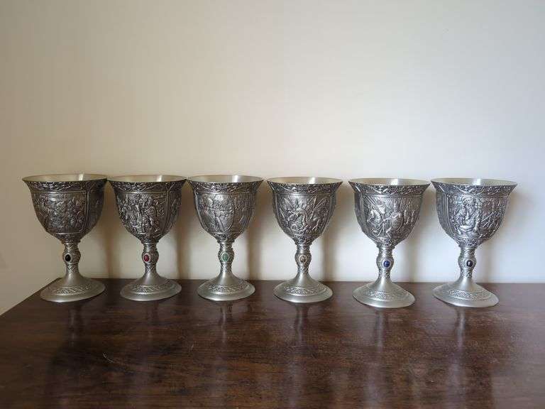(6) THE NOBLE COLLECTION THE LEGENDS OF THE BRITISH ISLES PEWTER GOBLETS image