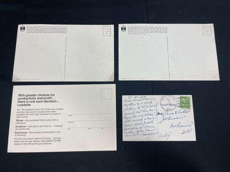 (4) International Truck Postcards