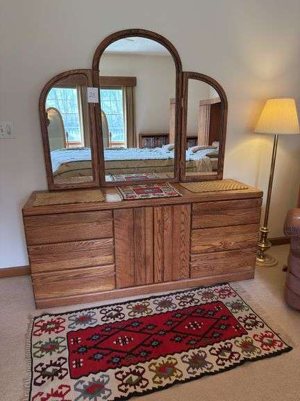 Dresser with Mirror Cedar Drawers - 66” W x 18” D x 29” T image