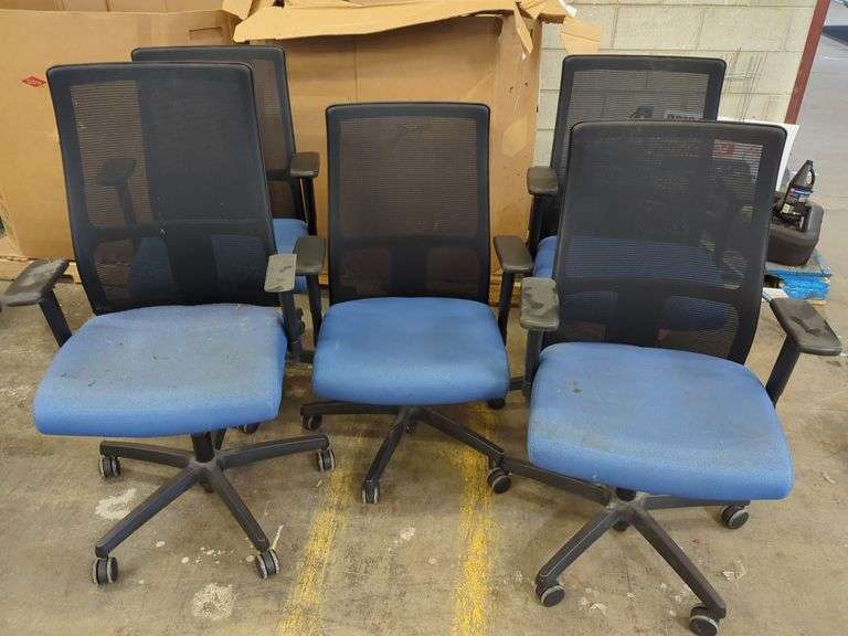 (5) Office Chairs - Blue/Black