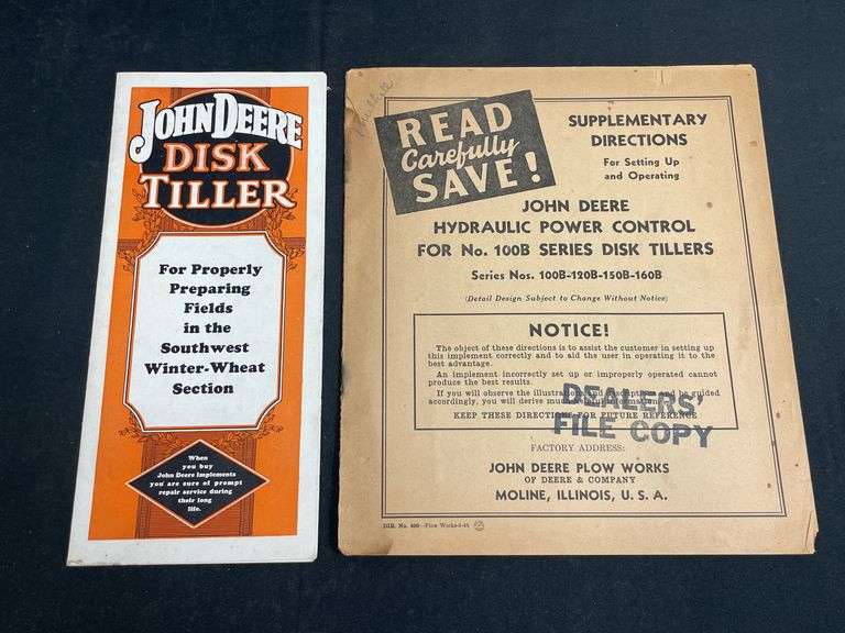 (2) John Deere Disk Tillers Sales Literature + Manual image