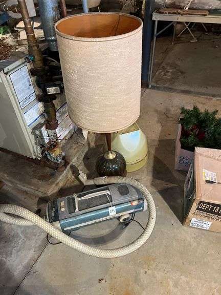 Large Table Lamp, Vintage Hair Dryer, and Vintage Electrolux image