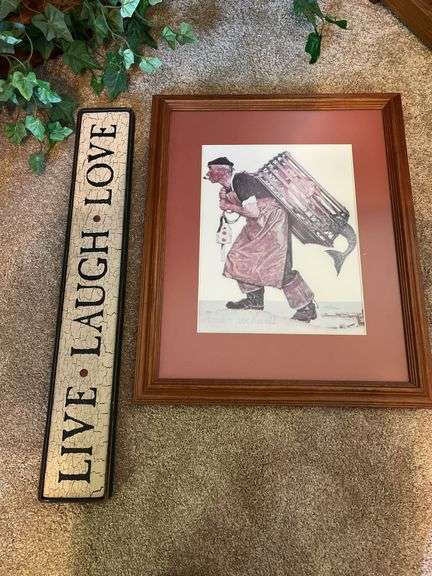 Normal Rockwell Framed Print and (2) Faux Ivy image