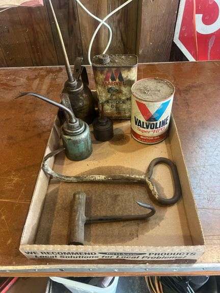 Old Oil Cans and Hand Hooks