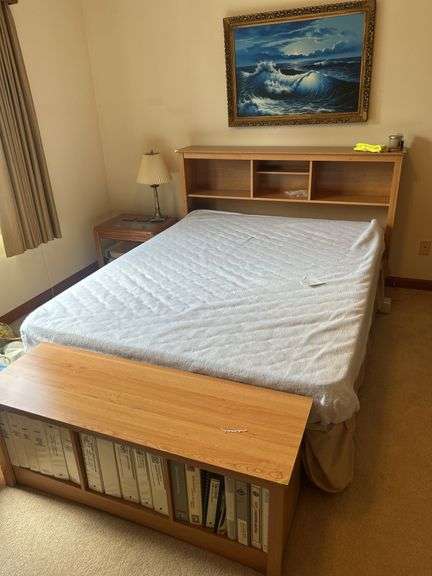 Bed Frame/Headboard/Bench and contents - Headboard is 66” W image