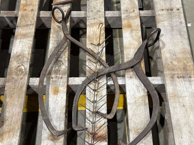 Pair of Ice Tongs and iron ear corn dryer image