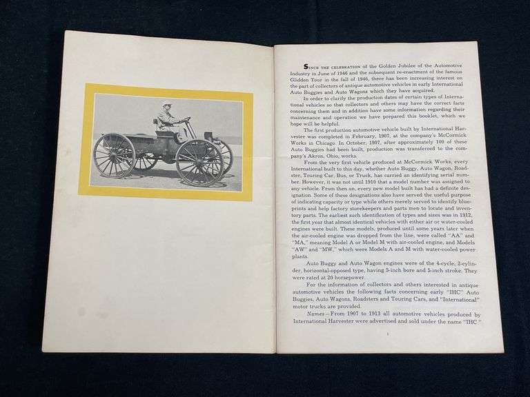 IH Automotive Vehicles Booklet