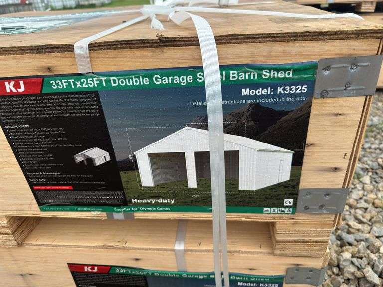 KJ 33 X 25FT Double Garage Steel Barn Shed image