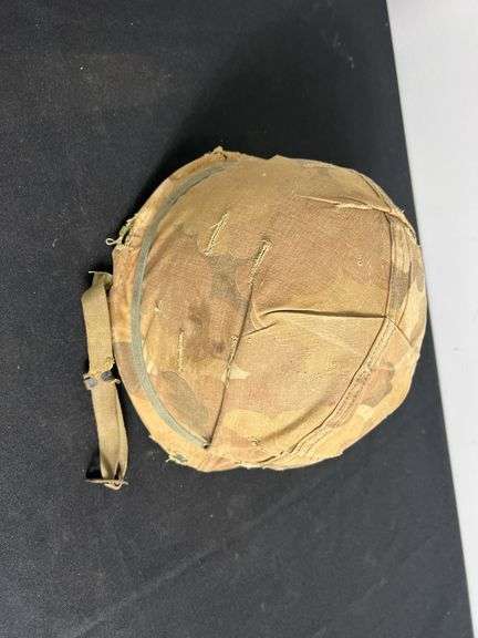 US WW2 Helmet w/Shell Liner, Camo Cover, and Chinstrap image