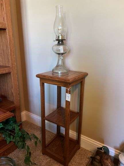 Solid Wood Plant Stand & Oil Lamp image