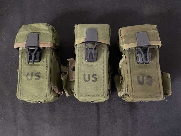 (3)-US M16 Rifle Mag Pouches w/Mags image