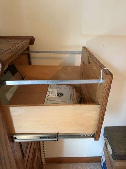 Oak File Cabinet - No Contents - No Key, 52” T x 19” W