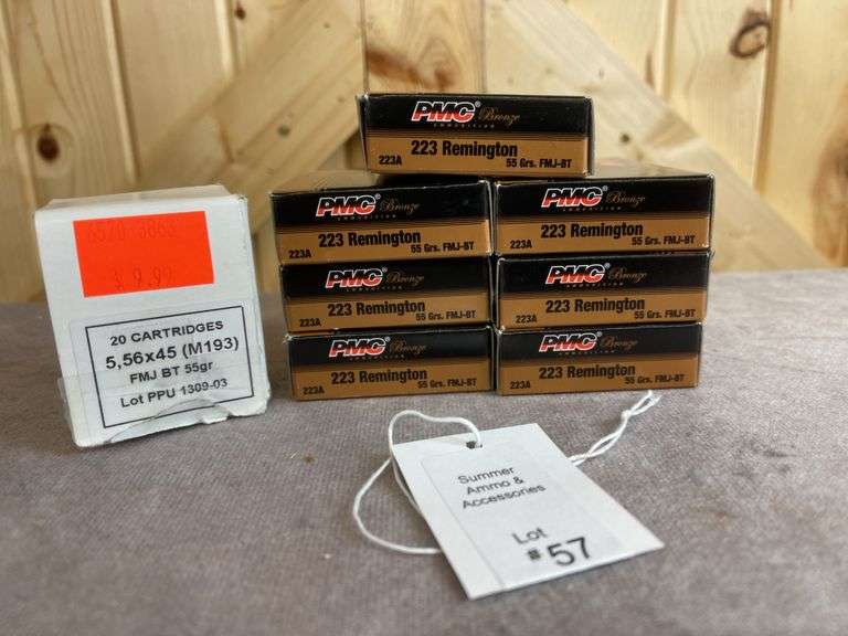 7 Boxes PMC Bronze 55 Gr. FMJ BT .223, 1 Box 5.56x45 FMJ BT