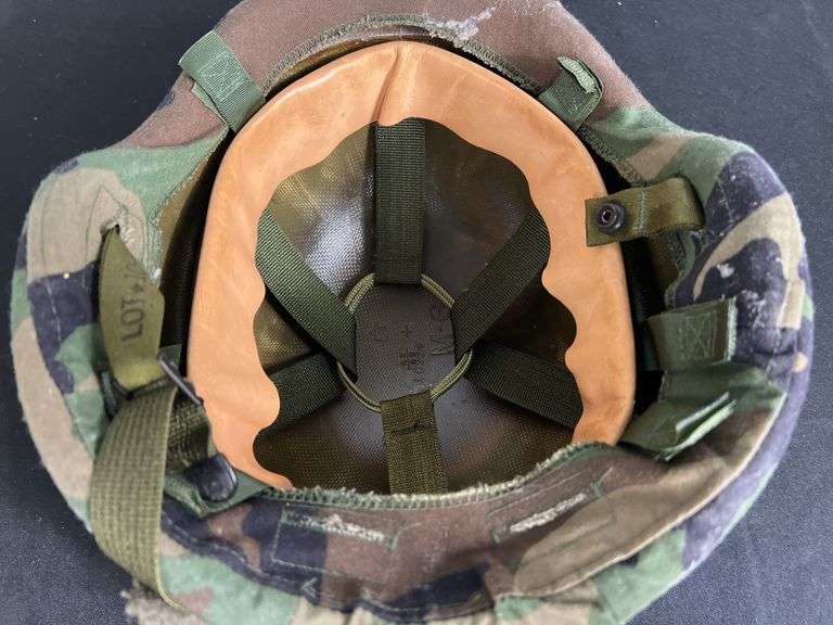 US PASGT Ballistic Helmet w/Camo Cover and Chinstrap