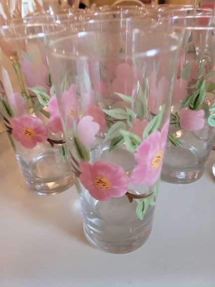 Flowered Glassware Lot