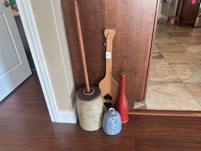 Decorative House Items Including 2 Gallon Crock Churn image
