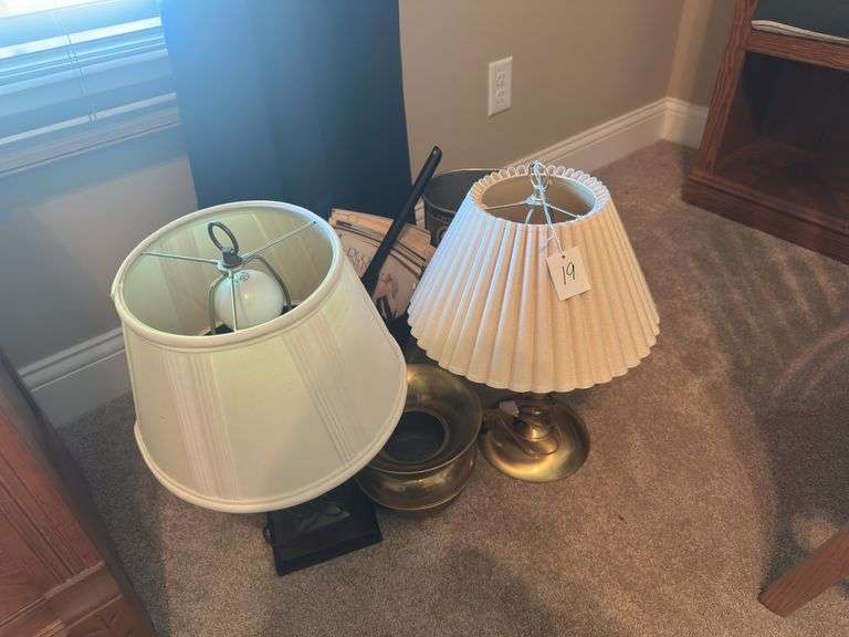 Table Lamps, Ash Bucket of Duck Magazines, and Bin image