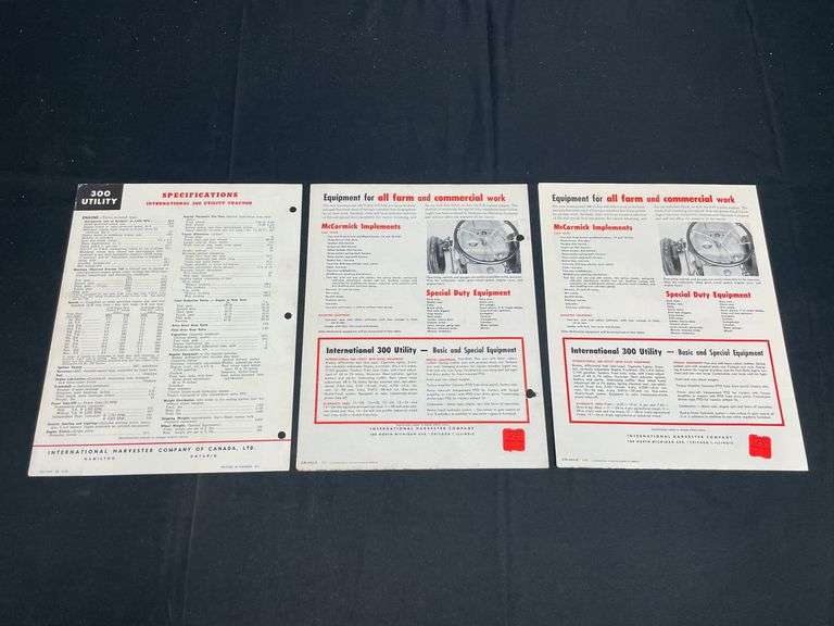 (3) IH 300 Tractor Sales Literature