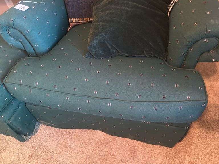 Green Cloth Chair & Ottoman