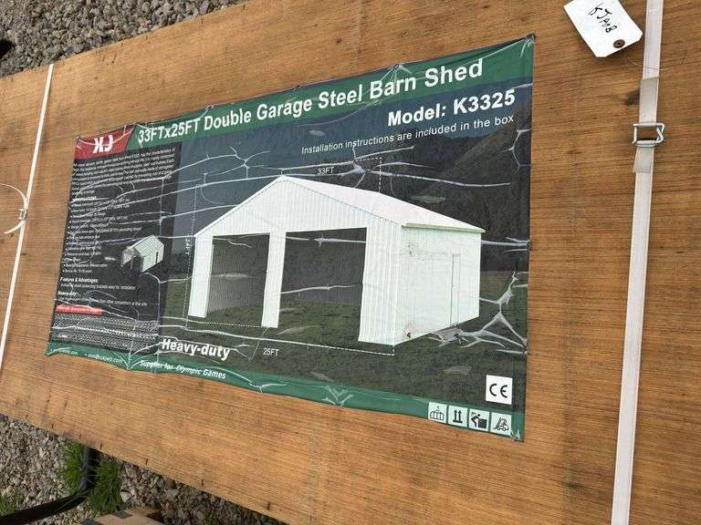 33 X 25FT Double Garage Steel Barn Shed image