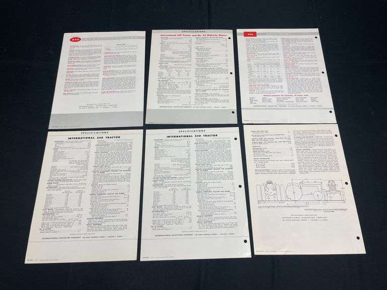 (6) IH 140 + 240 Tractor Sales Literature