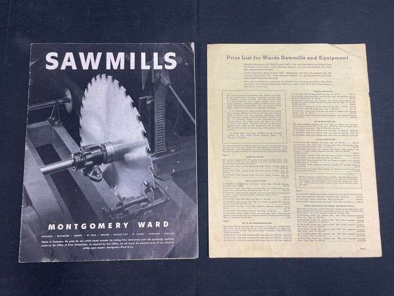 (2) Montgomery Ward Saw Mills Sales Literature + Price List image