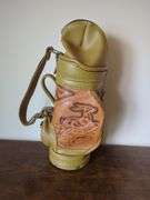 Leather Golf Bag Holds A Bottle of Wine or Liquor - 15" Tall