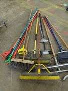 Assorted Shop Brooms and Squeegee's