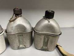 (4)-US WW2 Canteens w/Cups and Covers