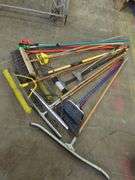 Assorted Shop Brooms and Squeegee's