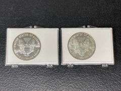 (2) 1993 $1 American Silver Eagle