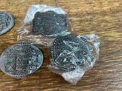 (6) Hesston Rodeo Belt Buckles