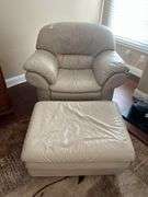 Italian Leather Chair and Ottoman
