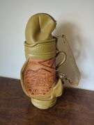 Leather Golf Bag Holds A Bottle of Wine or Liquor - 15" Tall