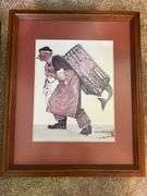 Normal Rockwell Framed Print and (2) Faux Ivy