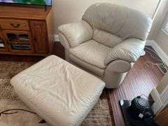 Italian Leather Chair and Ottoman