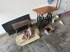 Vintage Sewing Machine Table & Bench