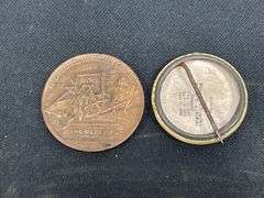 (2) Centennial of the Reaper Coin + Deering Harvester Button