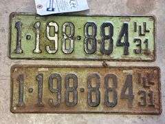 (2) 1931 License Plates