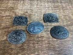 (5) Hesston Rodeo Belt Buckles
