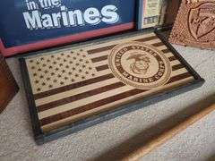 US Marines Lot - Art/Cane/Semper Fi Box / Plaque