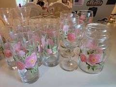Flowered Glassware Lot